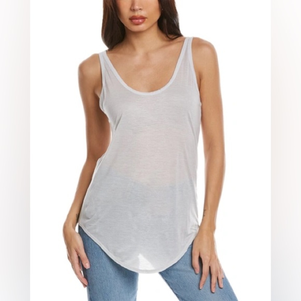 Helmut White Racerback Scoop Silk-blend Tank N253-48